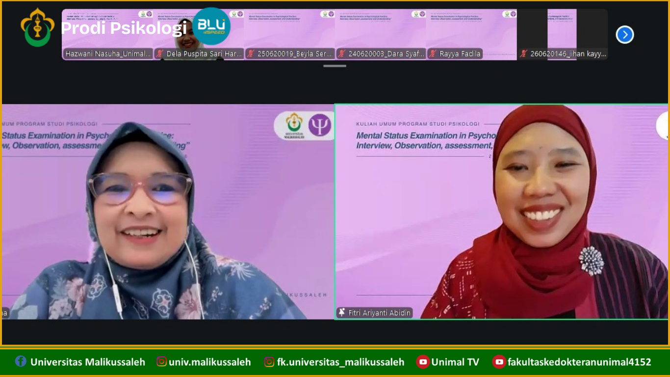 Program Studi Psikologi Universitas Malikussaleh Gelar Kuliah Umum tentang Mental Status Examination dalam Praktik Psikologi